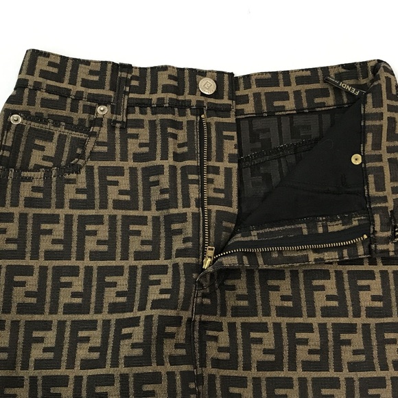 Fendi Vintage 80s Jacquard Skirt Zucca FF Monogram Print - Picture 2 of 4